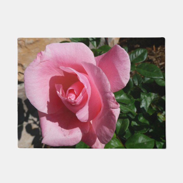 Pink Rose III Garden Floral Doormat (Front)