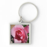 Pink Rose III Garden Floral Keychain