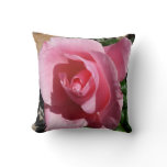 Pink Rose III Garden Floral Throw Pillow
