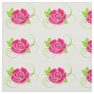 Pink Rose Illustration Fabric
