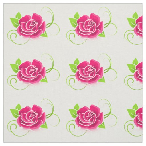Pink Rose Illustration Fabric