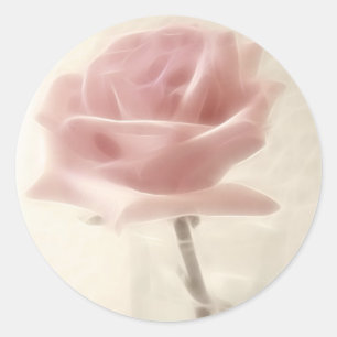 Pink Rose Impression Classic Round Sticker