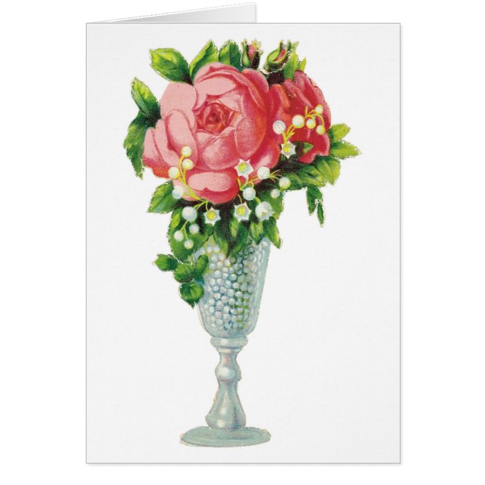 Pink Rose in A Vase Notecard Greeting Cards