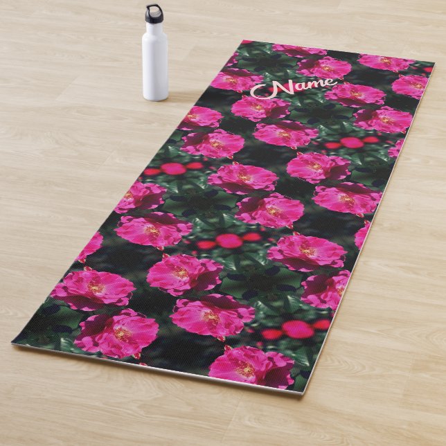 Pink Rose In Bloom Pattern Personalized  Yoga Mat (In Situ)