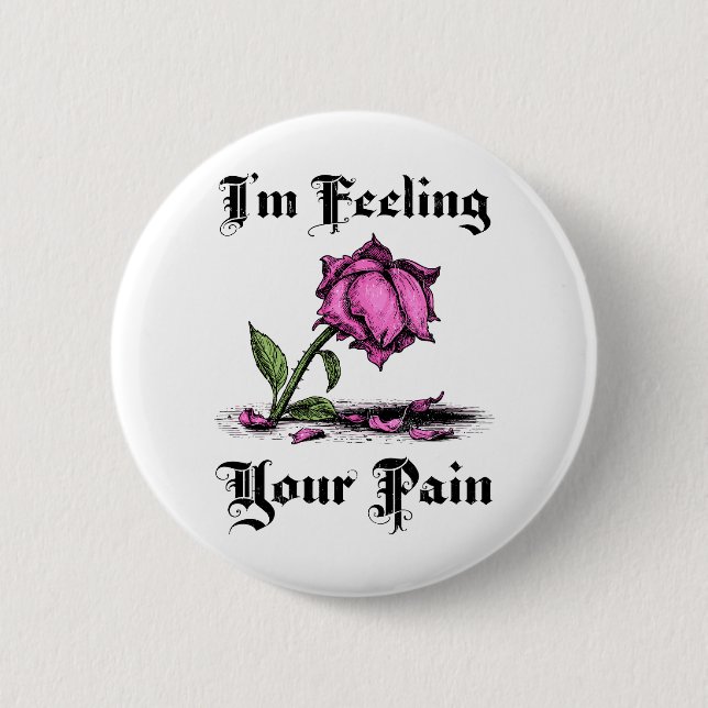 Pink Rose in Despair Button (Front)