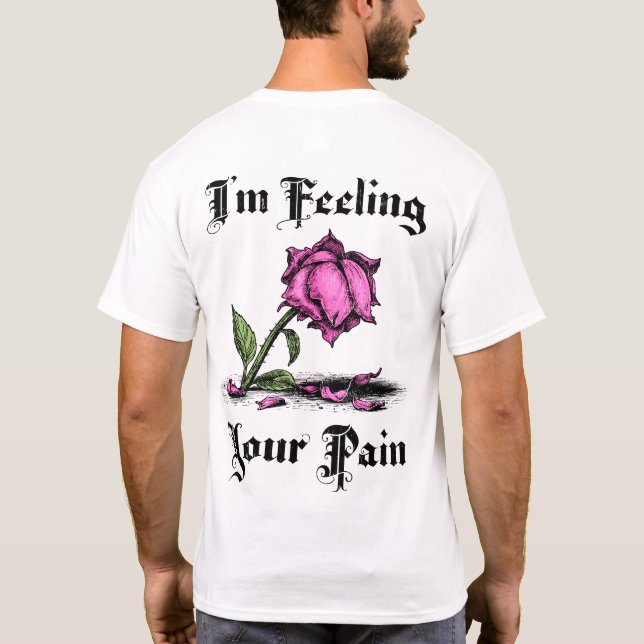Pink Rose in Despair Front & Back T-Shirt (Back)