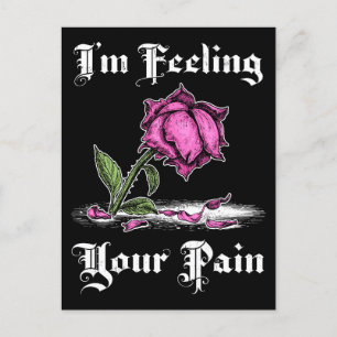 Pink Rose in Despair White Text Holiday Postcard