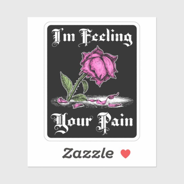 Pink Rose in Despair White Text Sticker (Sheet)