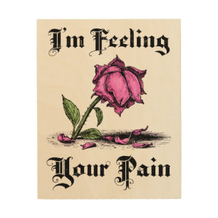 Pink Rose in Despair Wood Wall Art