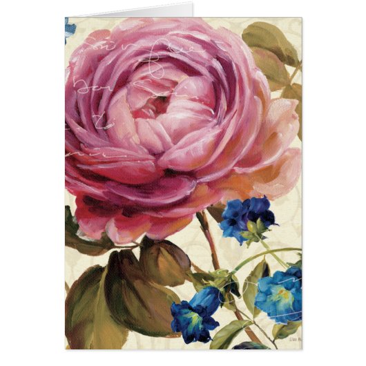 Pink Rose in Full Bloom Cards (Front)