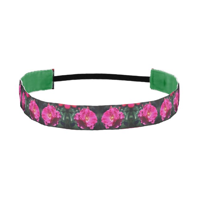 Pink Rose In Full Bloom Close Up Athletic Headband (Front)