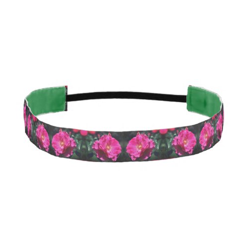 Pink Rose In Full Bloom Close Up Athletic Headband