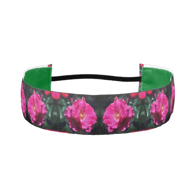 Pink Rose In Full Bloom Close Up Athletic Headband (Front)