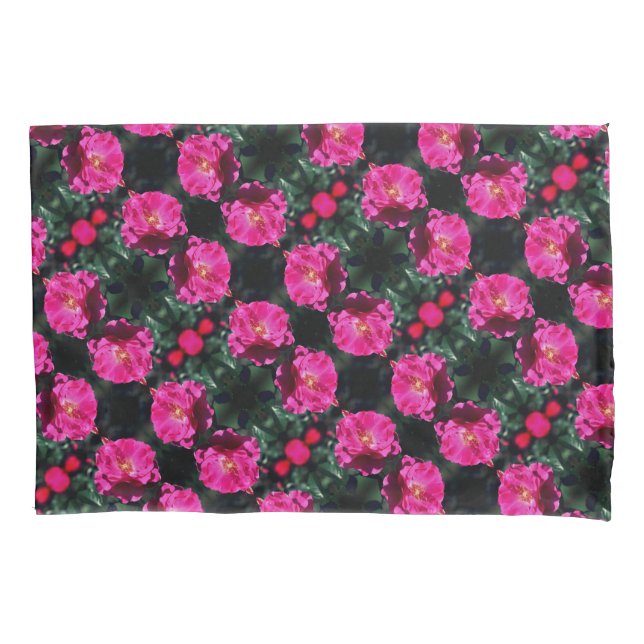 Pink Rose In Full Bloom Pattern Pillow Case (Front)