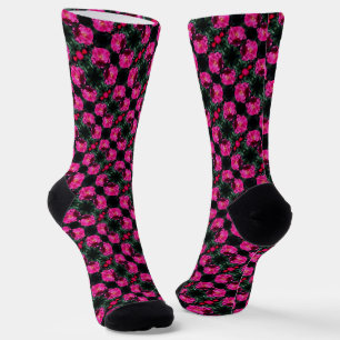 Pink Rose In Full Bloom Pattern Socks