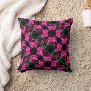 Pink Rose In Full Bloom Pattern  Throw Pillow