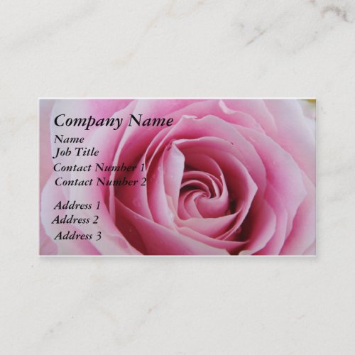 Pink Rose In The Rain Business Cards