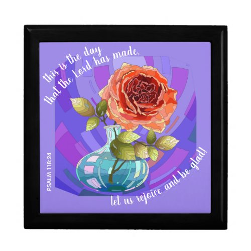 Pink rose in vase w verse from Psalm 11824 Gift Box