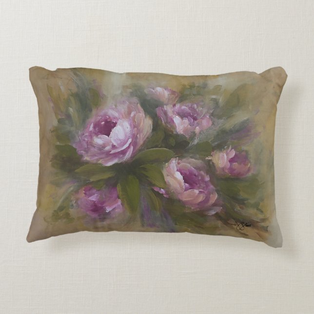 Pink Rose Indoor/out Accent Pillow (Back)