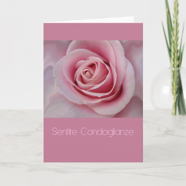 pink rose Italian sympathy card (Front)