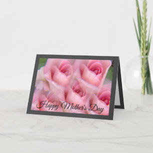 Pink Rose Kaleidoscope Gray Mother's Day Card