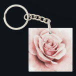 Pink Rose Keychain<br><div class="desc">Pink Rose I by Grace Popp. Features an up-close rose in a beautiful muted palette.</div>