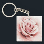 Pink Rose Keychain<br><div class="desc">Pink Rose I by Grace Popp. Features an up-close rose in a beautiful muted palette.</div>
