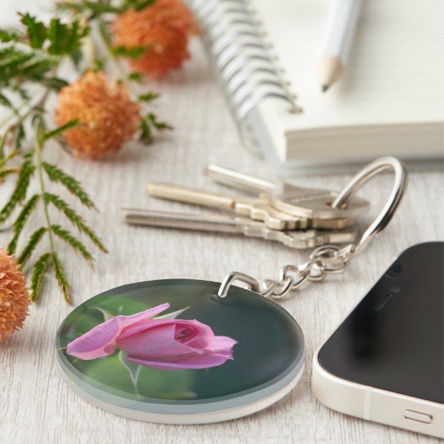 Pink Rose Keychain (Front Right)