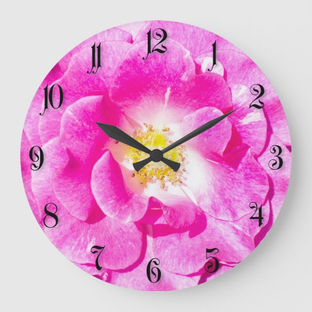 Pink rose large clock (Front)