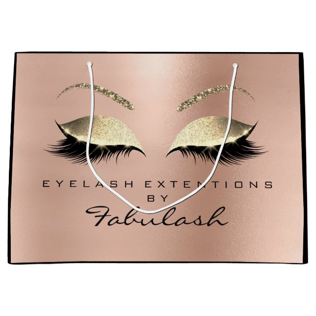 Pink Rose Lashes Blush Makeup  Minimal Branding Large Gift Bag (Front)