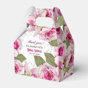 Pink Rose Lily Pearl Wedding Favor Boxes