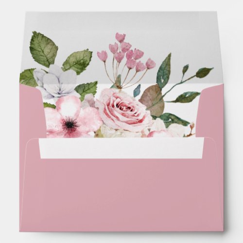 Pink Rose Lined Envelope