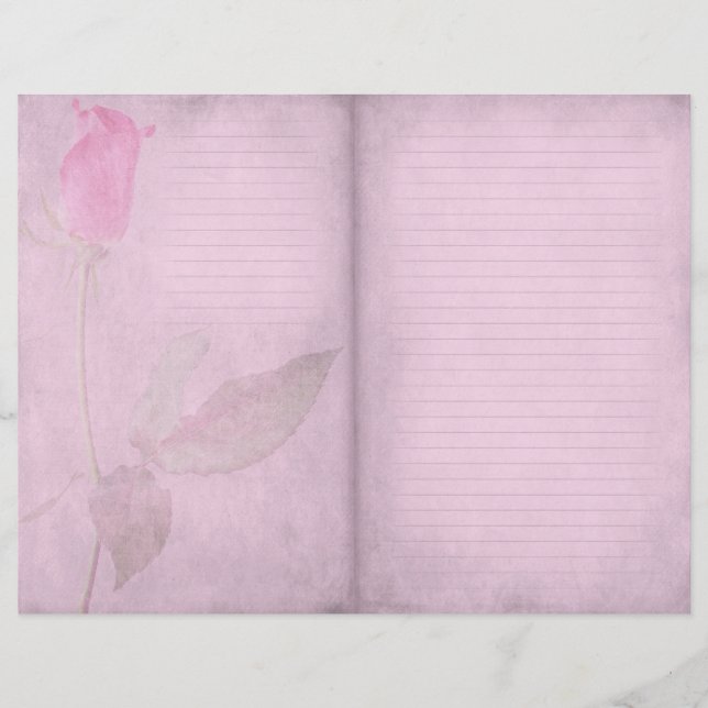 Pink Rose Lined Journal Scrapbook Paper (Front)