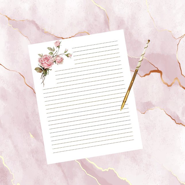 Pink Rose Lined Paper (Creator Uploaded)