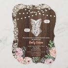 Pink Rose lingerie shower invitation rustic wood