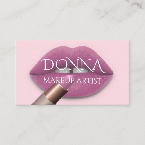  Pink Rose Lips QR Code Logo Makeup Lipstick  Business Card