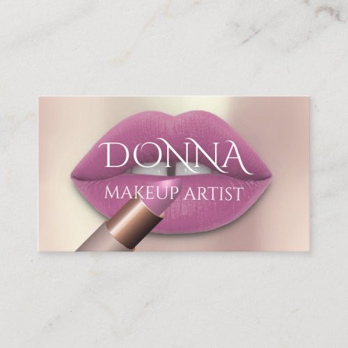  Pink Rose Lips QR Code Logo Makeup Lipstick Gloss Business Card