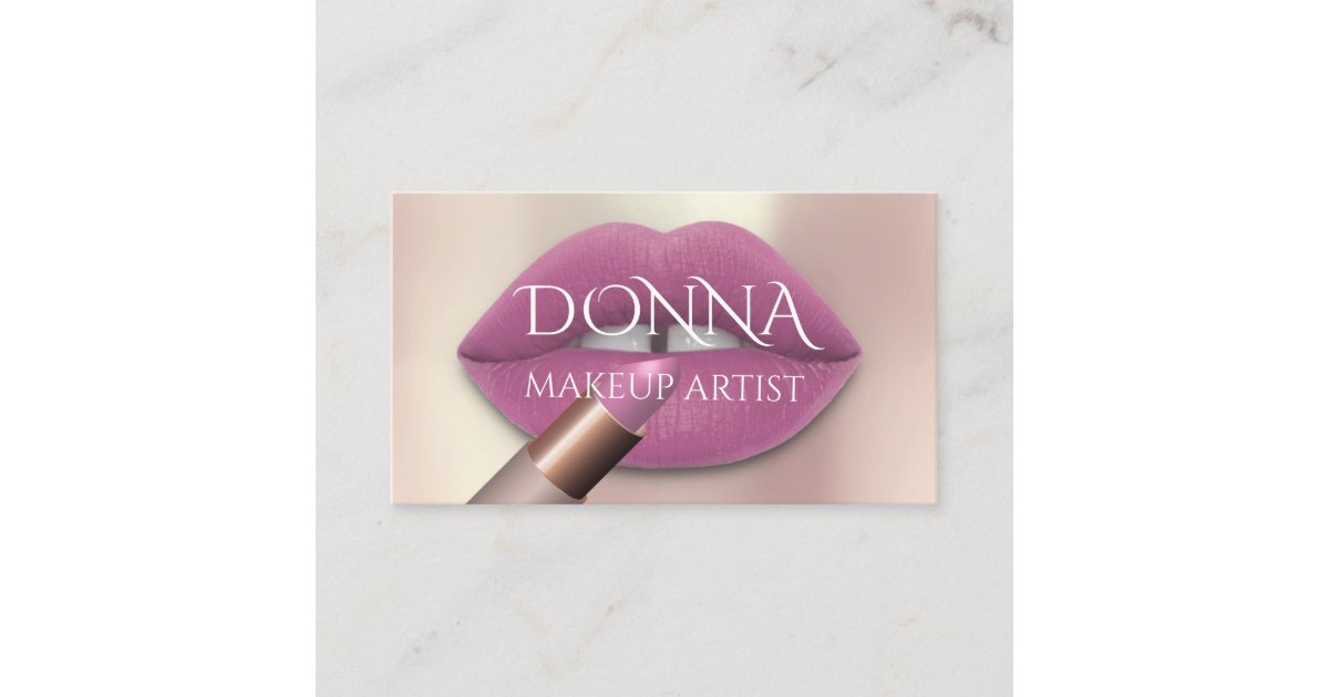 Pink Rose Lips QR Code Logo Makeup Lipstick Gloss Business Card | Zazzle