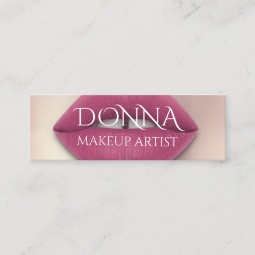  Pink Rose Lips QR Code Logo Makeup Lipstick Gloss Mini Business Card