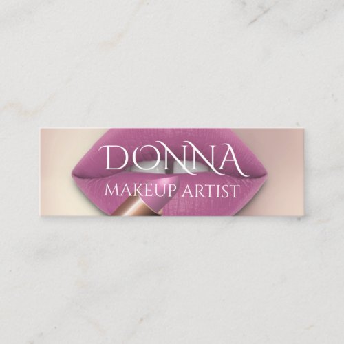  Pink Rose Lips QR Code Logo Makeup Lipstick Gloss Mini Business Card