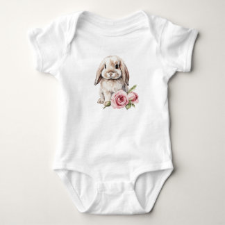 Pink Rose Lop Eared Bunny Baby Bodysuit