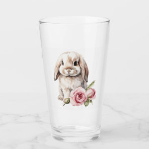 Pink Rose Lop Eared Rabbit  Glass