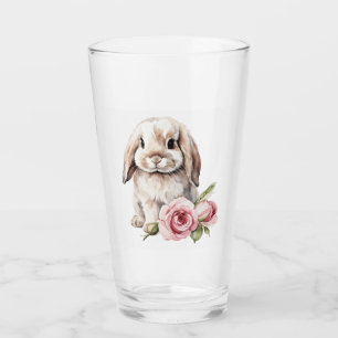 Pink Rose Lop Eared Rabbit  Glass