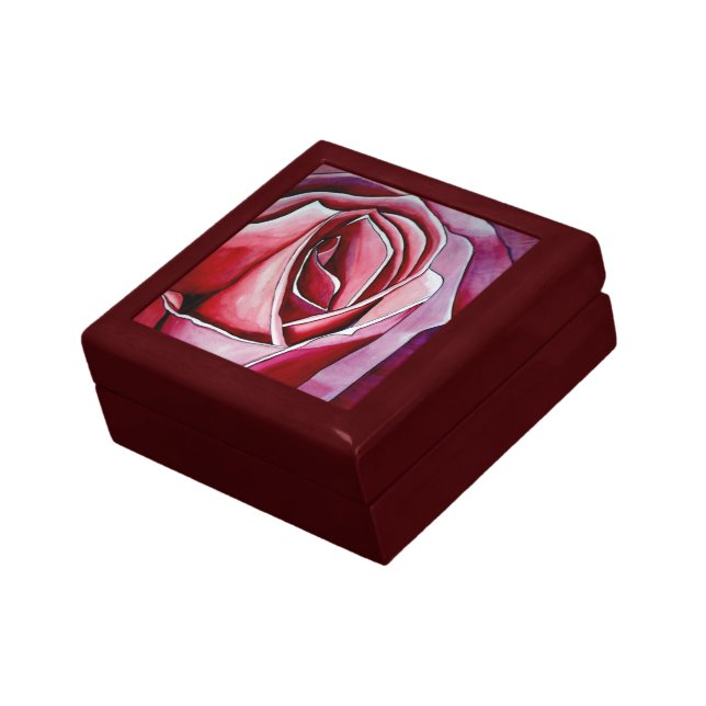 Pink Rose macro flower Valentine giftbox Jewelry Box (Side)