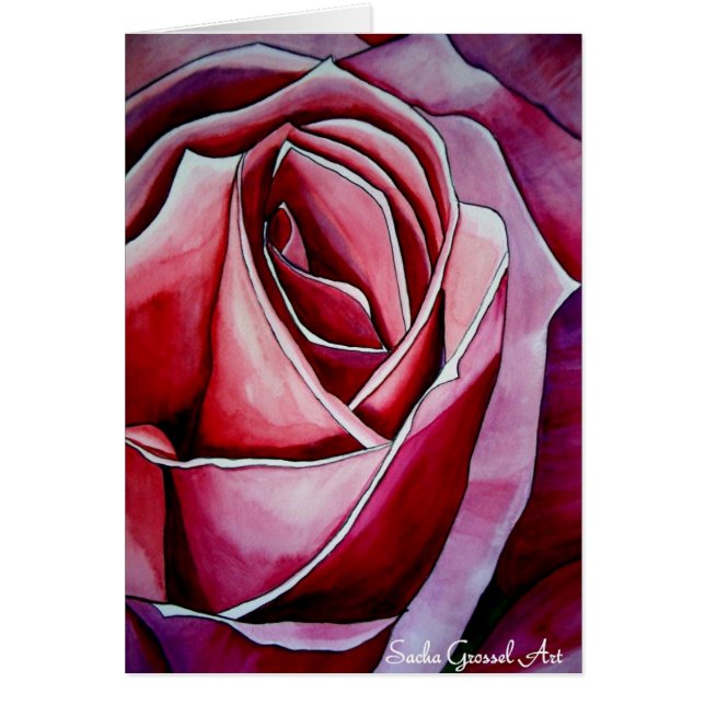 Pink Rose macro flower watercolor abstract art (Front)