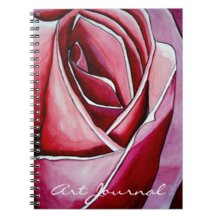 Pink Rose macro flower watercolor abstract art Notebook