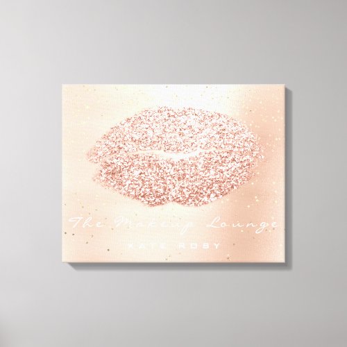 Pink Rose Makeup Artist Beauty Confetti Kiss Lips Canvas Print