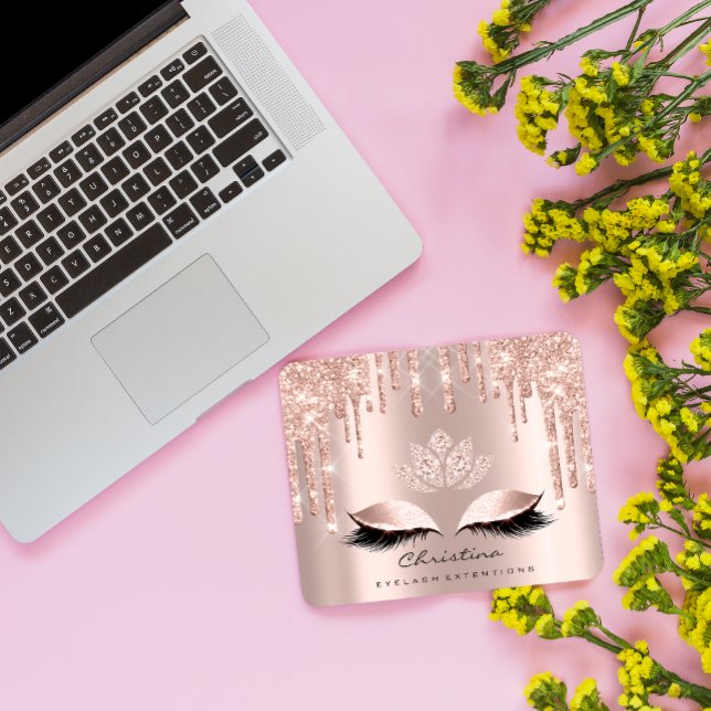 Pink Rose Makeup Artist Sparkly Diamond Lotos Lash Mouse Pad (Creator Uploaded)