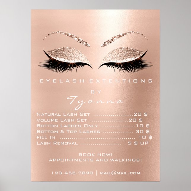 Pink Rose Makeup Eyes Lashes Extension Prices Poster (Front)
