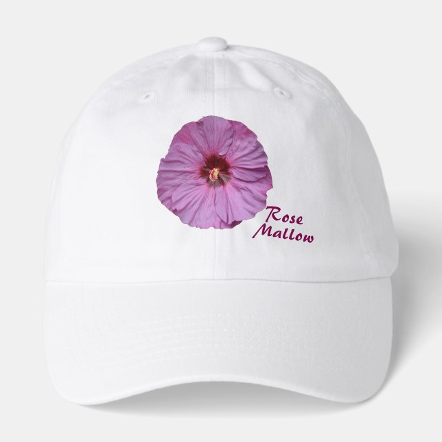 Pink Rose Mallow Flower Photographic Botanical Hat (Front)